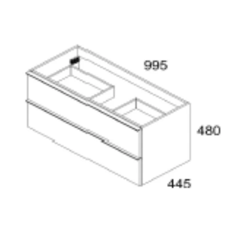 Mobile bagno sospeso 100 cm con 2 cassettoni colore noce effetto cannettato - Elius