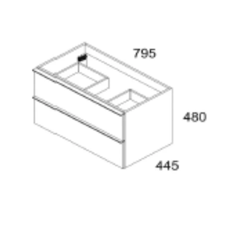 Mobile bagno sospeso 80 cm con 2 cassettoni colore noce effetto cannettato - Elius