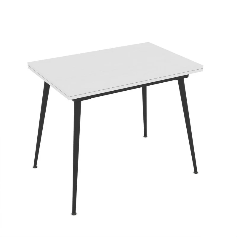 Tavolo allungabile e girevole colore bianco e gambe nere 90x60x75H cm - Silvo