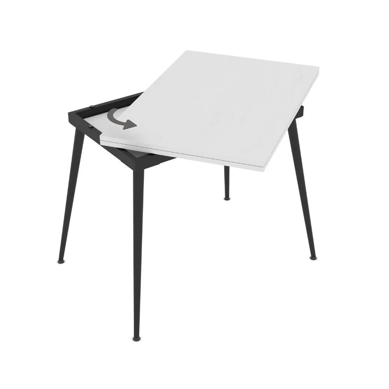 Tavolo allungabile e girevole colore bianco e gambe nere 90x60x75H cm - Silvo