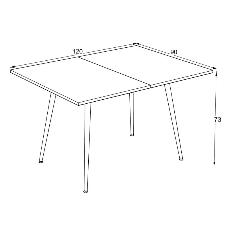Tavolo allungabile e girevole colore bianco e gambe nere 90x60x75H cm - Silvo