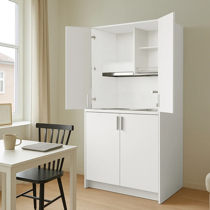 Cucina salvaspazio a scomparsa con elettrodomestici colore bianco 125x62x208H - Fold Evolution