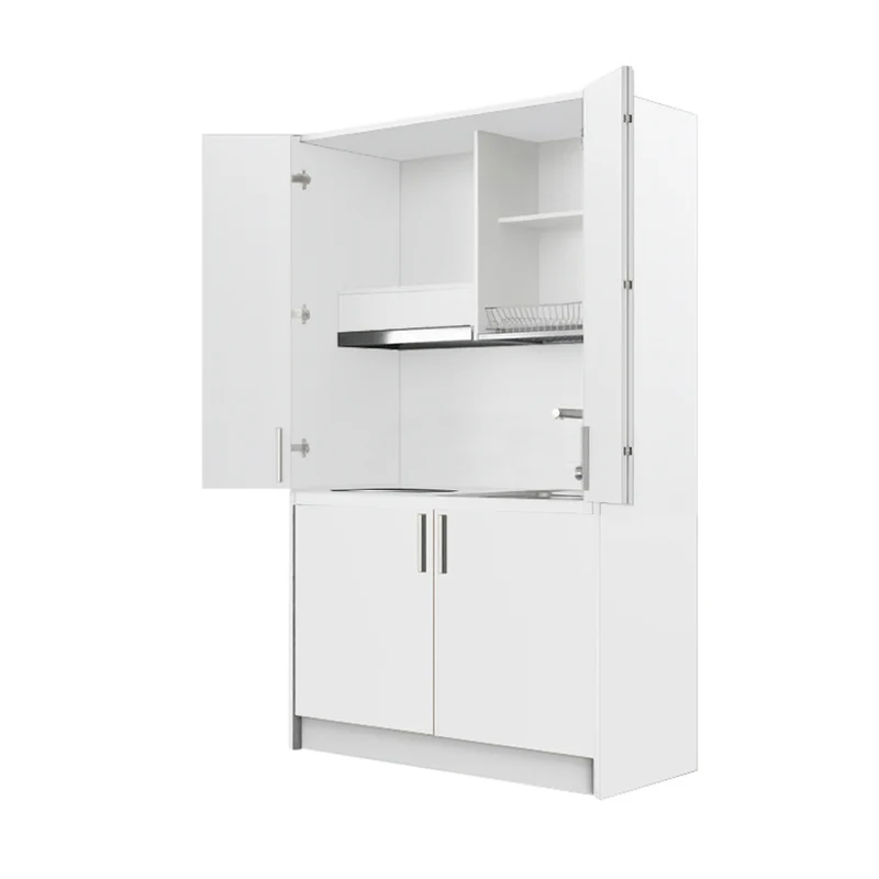 Cucina salvaspazio a scomparsa con elettrodomestici colore bianco 125x62x208H - Fold Evolution
