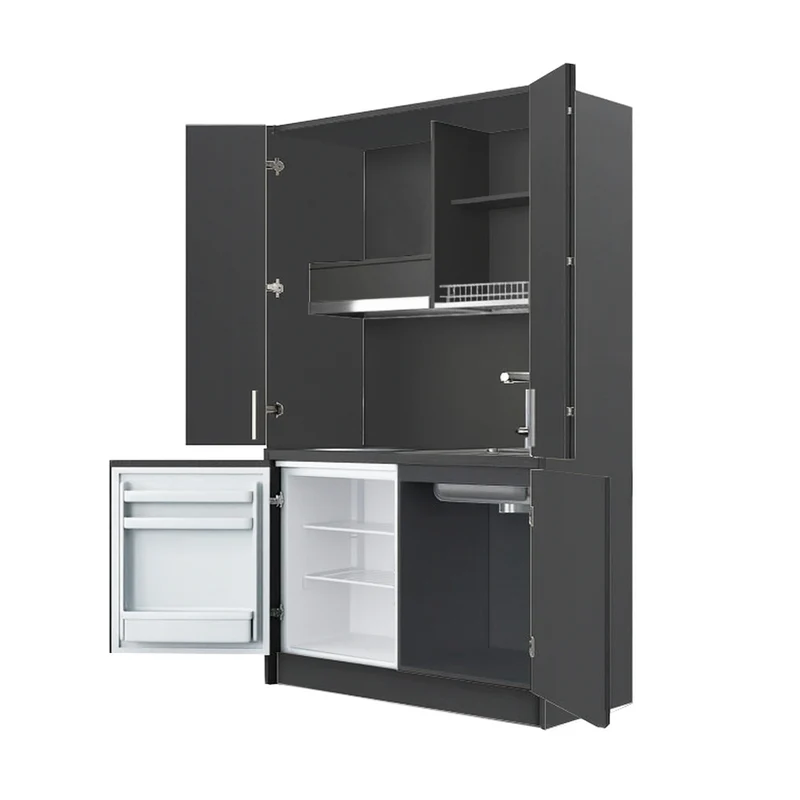 Cucina salvaspazio a scomparsa con elettrodomestici colore antracite 125x62x208H - Fold Evolution