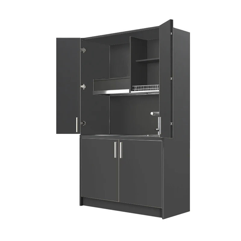 Cucina salvaspazio a scomparsa con elettrodomestici colore antracite 125x62x208H - Fold Evolution