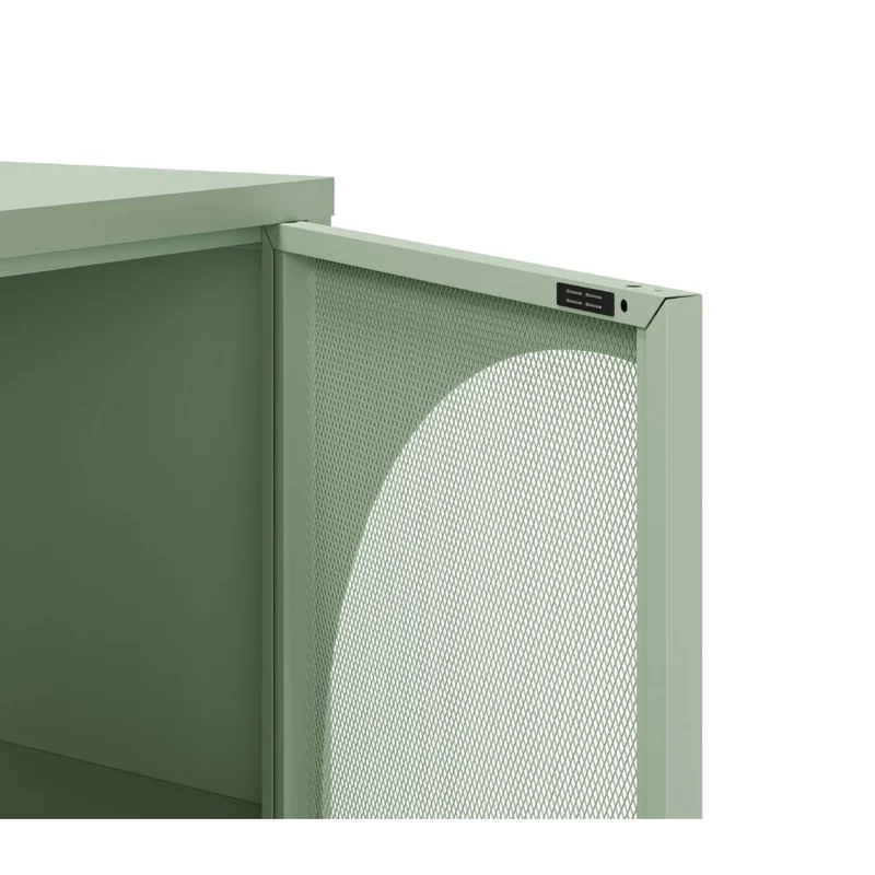 Credenza in metallo con 4 ante reticolate verde 160x40x90H cm - Tayra