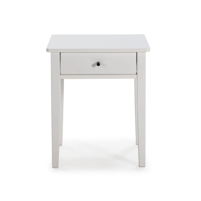 Comodino in legno massiccio con cassetto colore bianco 46x55H cm - Bart