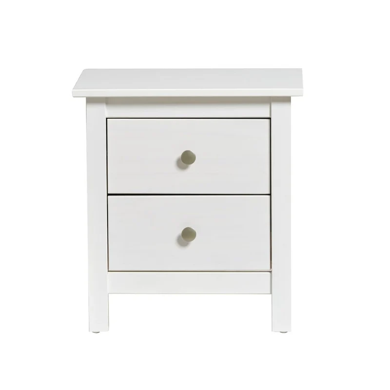 Comodino in legno massiccio con 2 cassetti colore bianco - Berna