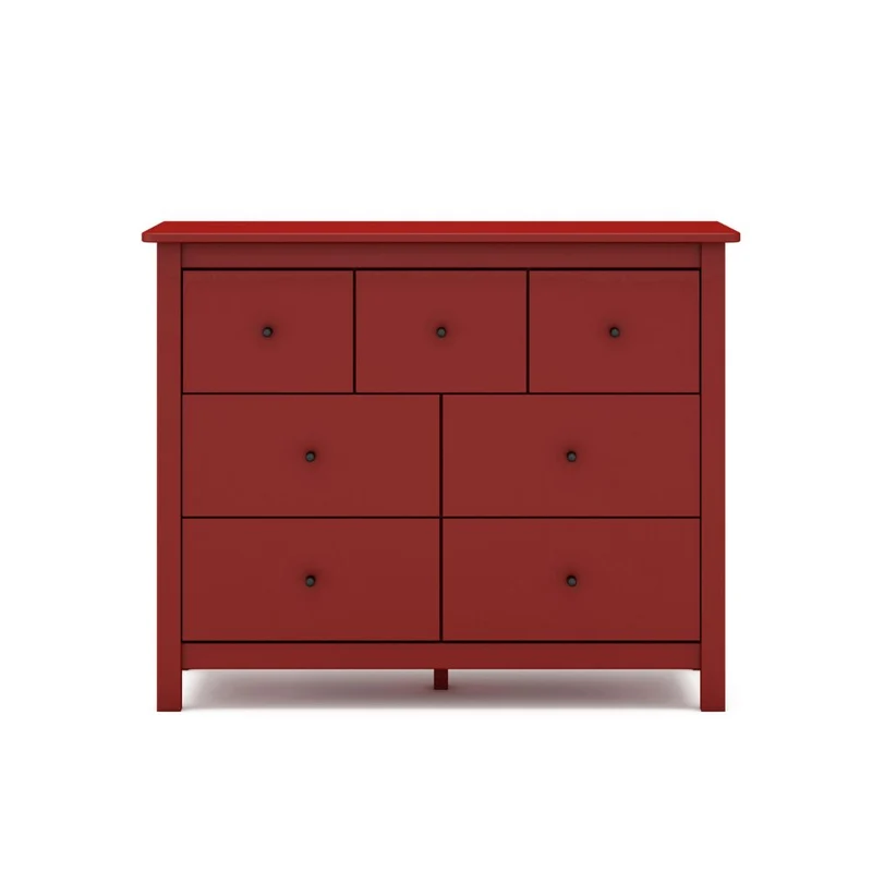 Cassettiera in legno massiccio con 7 cassetti colore bordeaux 110x40x80H cm - Missy