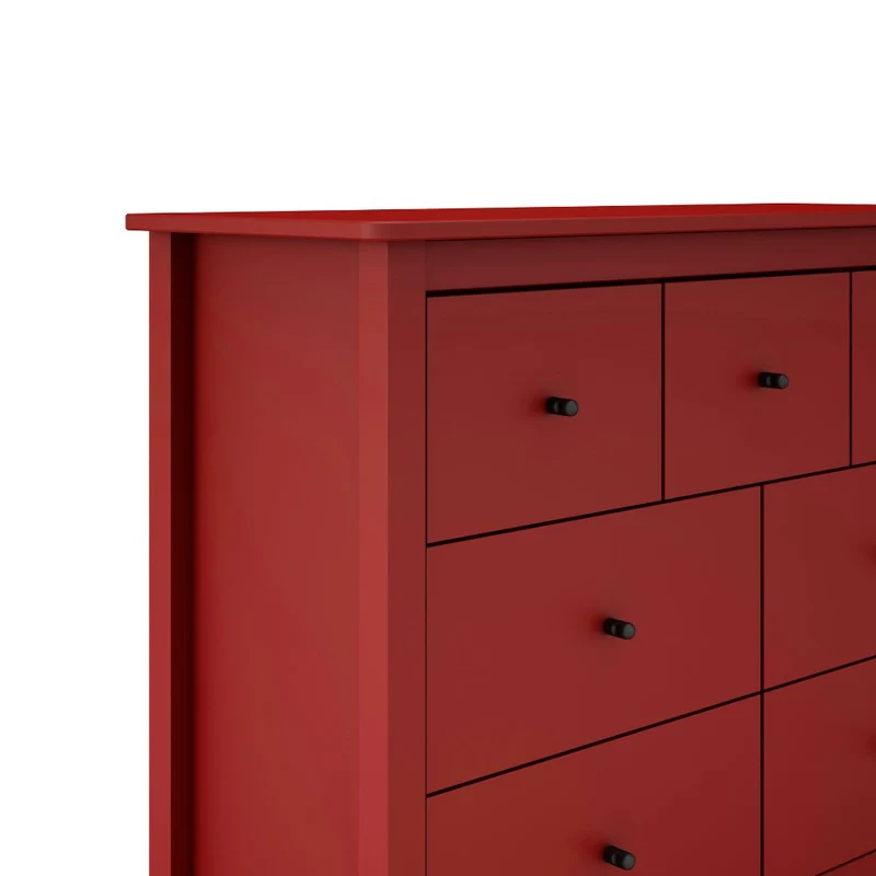 Cassettiera in legno massiccio con 7 cassetti colore bordeaux 110x40x80H cm - Missy