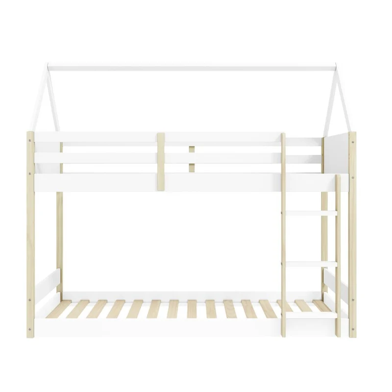 Letto a castello a forma di casetta in legno colore bianco - Monteido