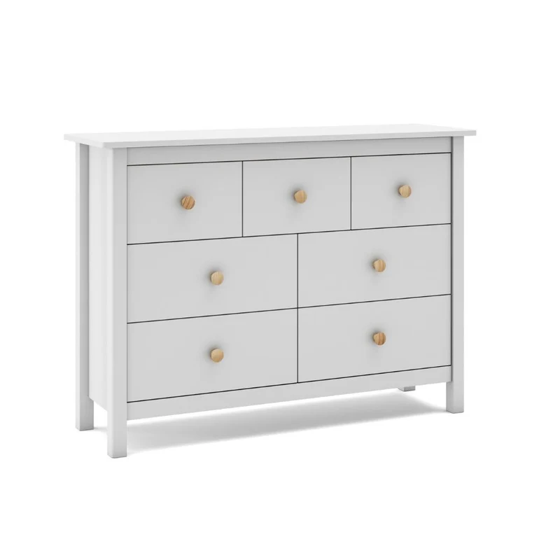 Cassettiera in legno massiccio con 7 cassetti colore bianco 110x40x80H cm - Max