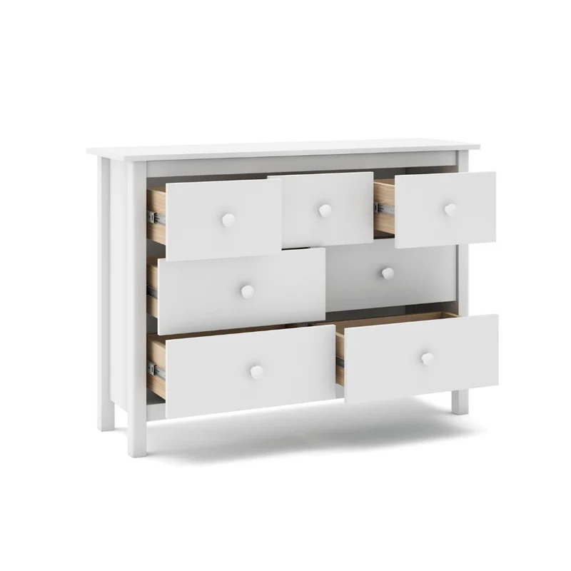 Cassettiera in legno massiccio con 7 cassetti colore bianco 110x40x80H cm - Max