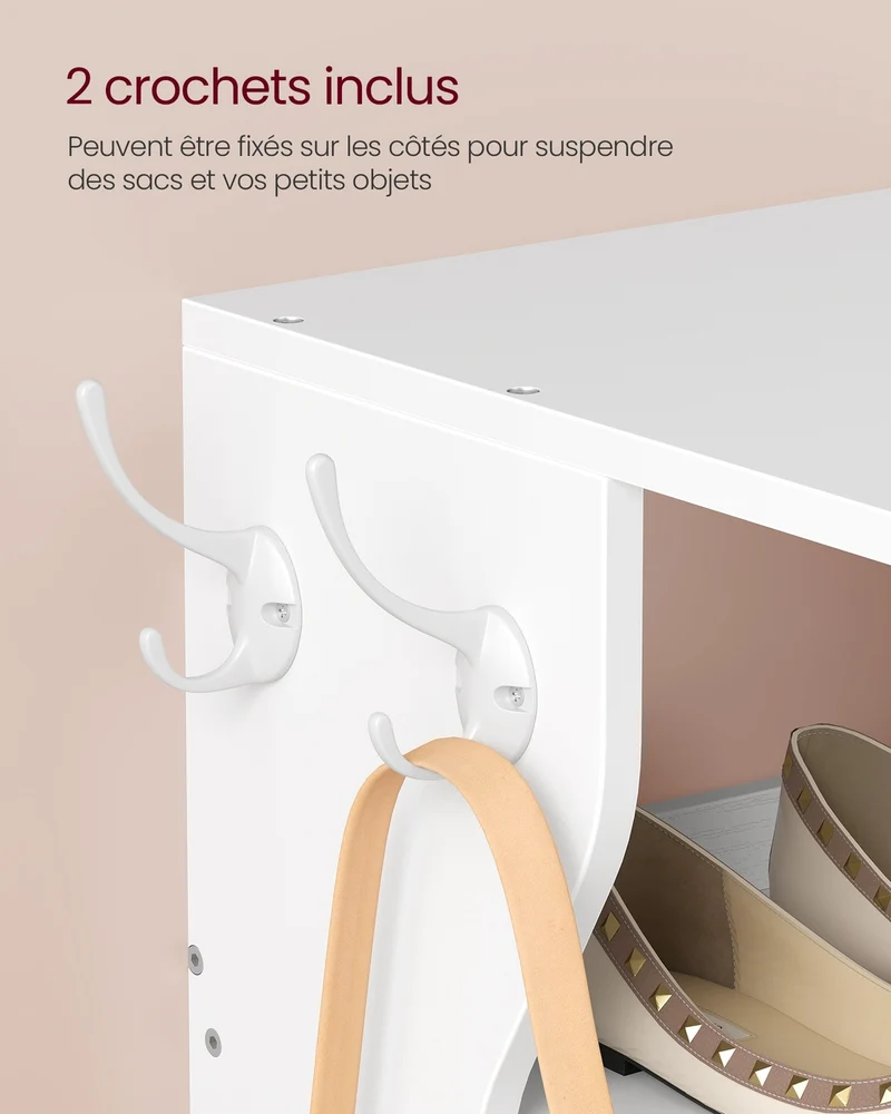 Étagère à chaussures gain de place 30 x 26,4 x 147 cm style contemporain entrée rangement en aggloméré blanc mat 12_0010236