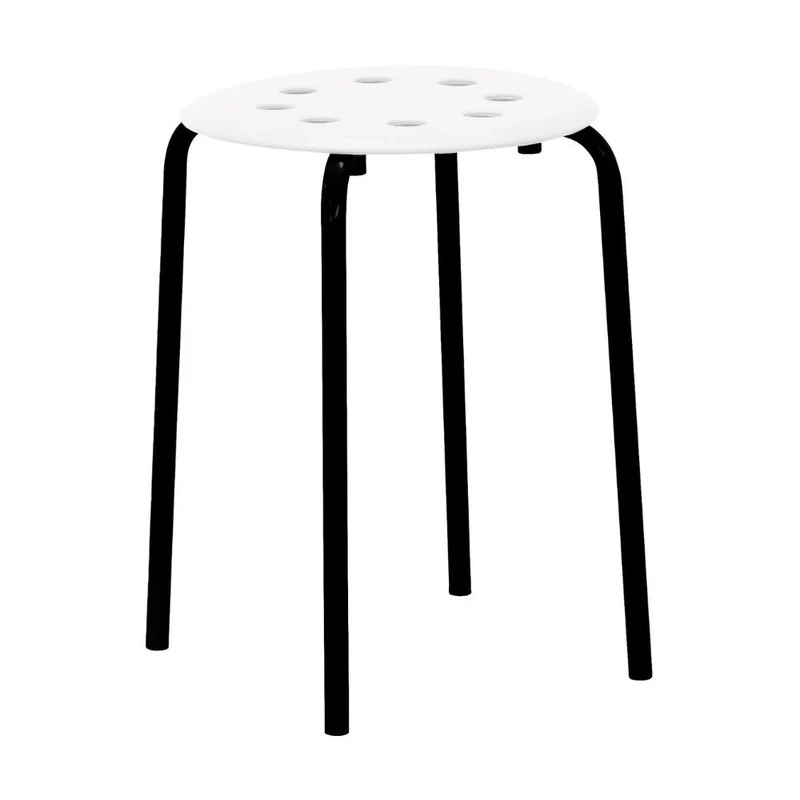 Sgabello impilabile colore bianco con gambe in metallo nere 41x45H cm