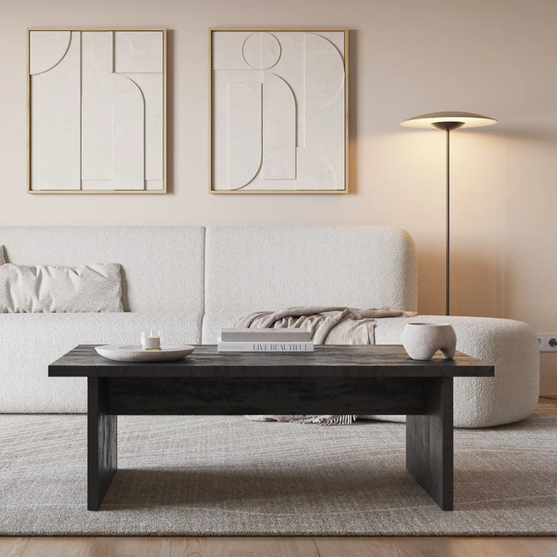 Tavolino da salotto rettangolare colore nero 120x70x40H cm - Loana