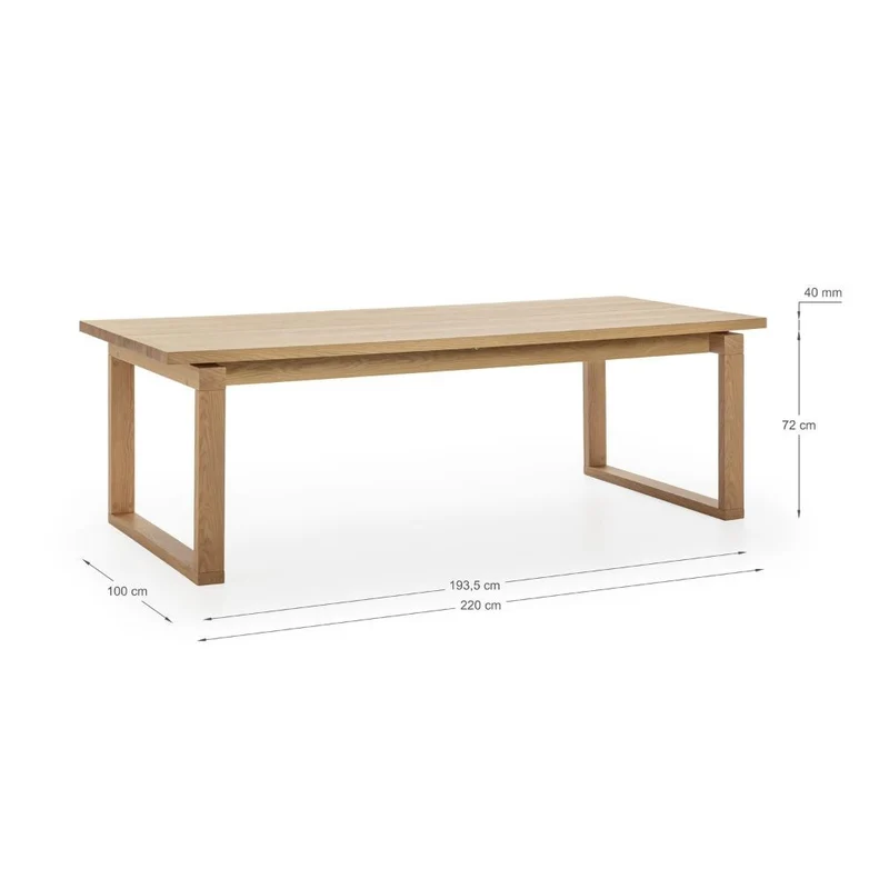 Tavolo fisso rettangolare colore rovere 220x100x76H cm - Matry