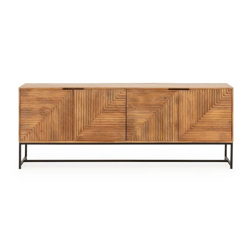 Credenza in legno di mango con gambe in metallo nero 210x40x80H cm - Waiky
