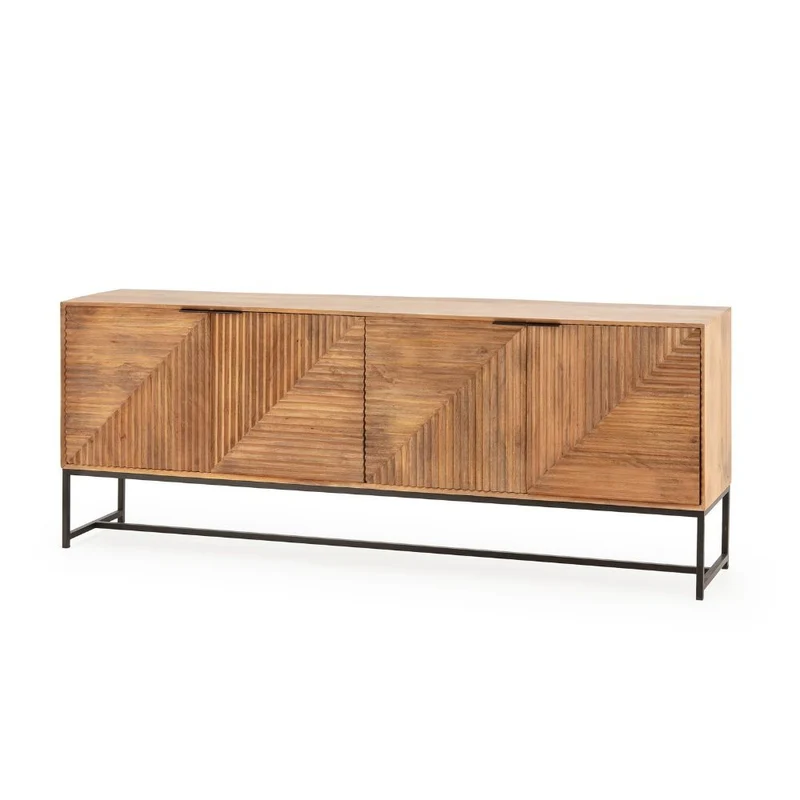Credenza in legno di mango con gambe in metallo nero 210x40x80H cm - Waiky