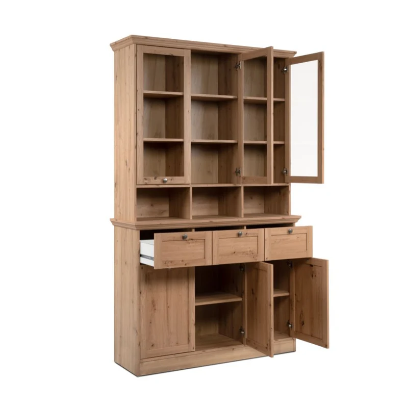 Credenza con vetrina colore rovere anticato 120x200H cm - Tiberio