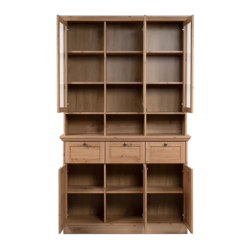 Credenza con vetrina colore rovere anticato 120x200H cm - Tiberio