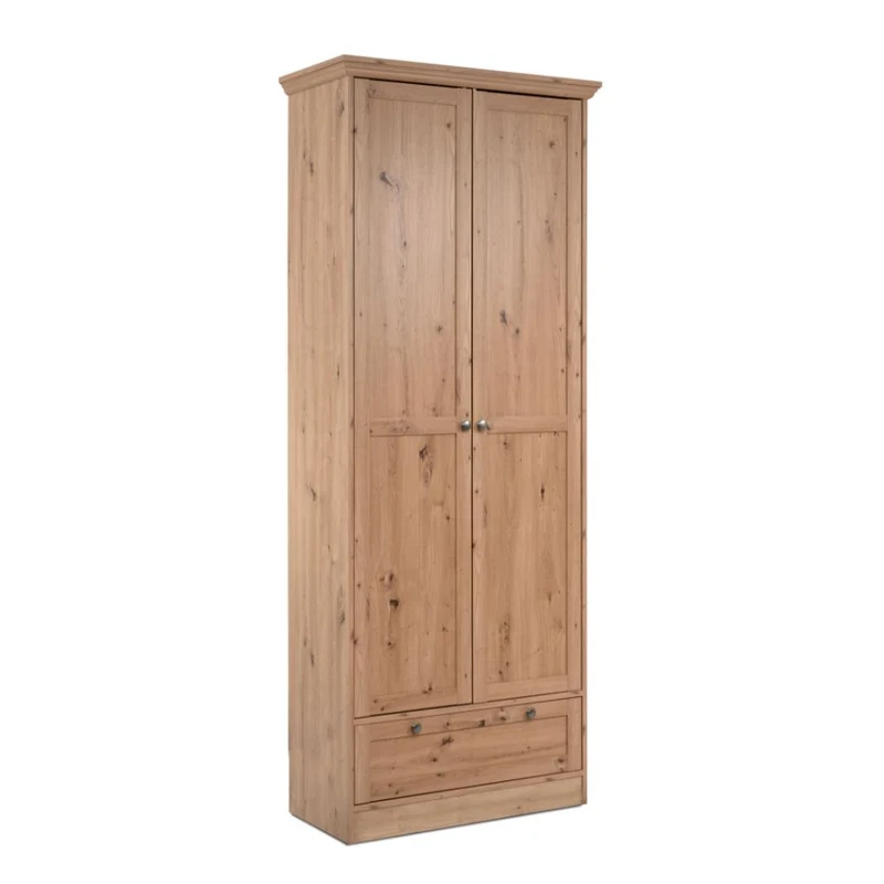 Armadio con 2 ante e cassetto colore rovere anticato 80x200H cm - Tiberio