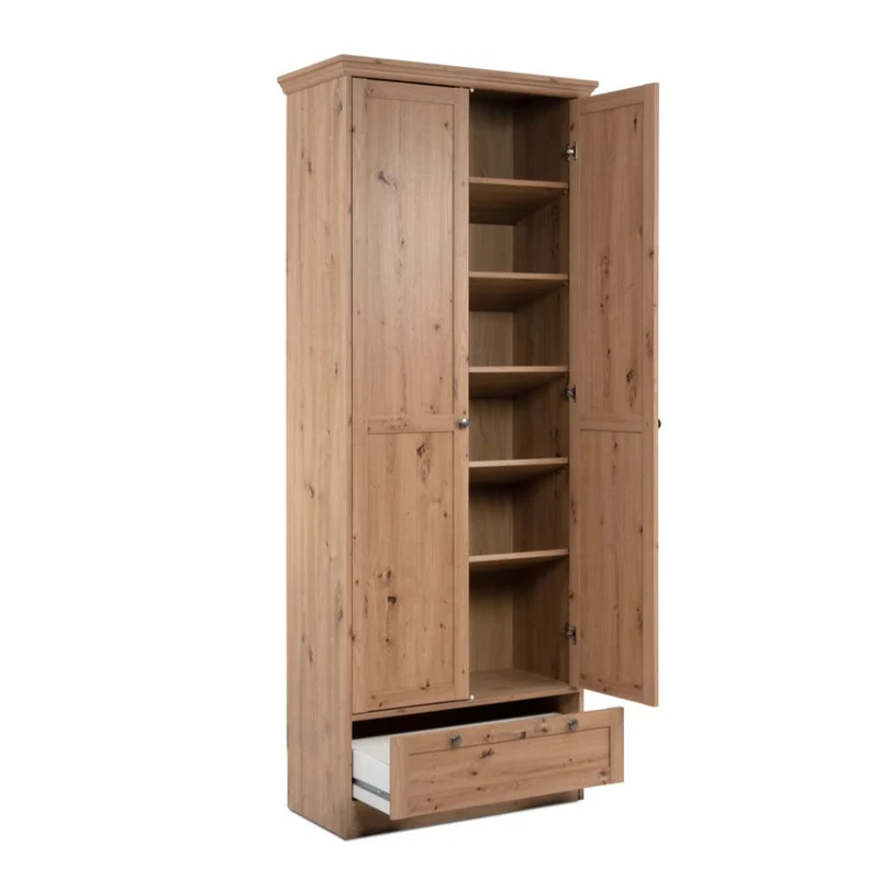 Armadio con 2 ante e cassetto colore rovere anticato 80x200H cm - Tiberio