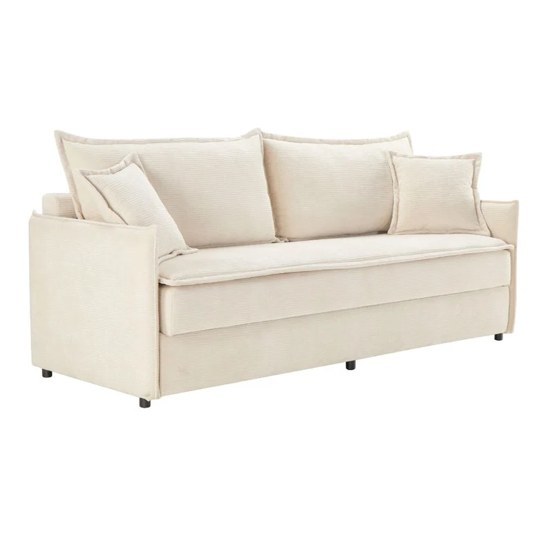 Divano letto con contenitore tessuto colore panna 217x95H cm - Gioia