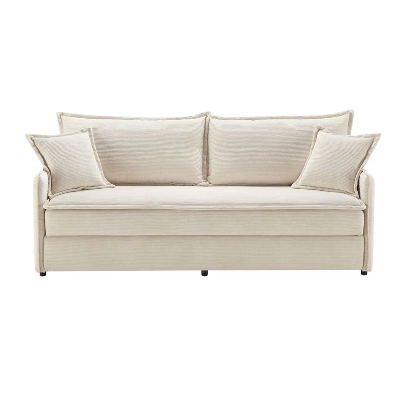 Divano letto con contenitore tessuto colore panna 217x95H cm - Gioia