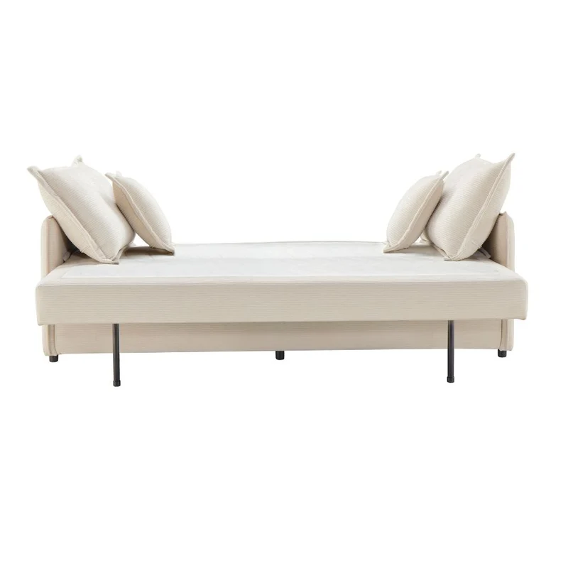 Divano letto con contenitore tessuto colore panna 217x95H cm - Gioia