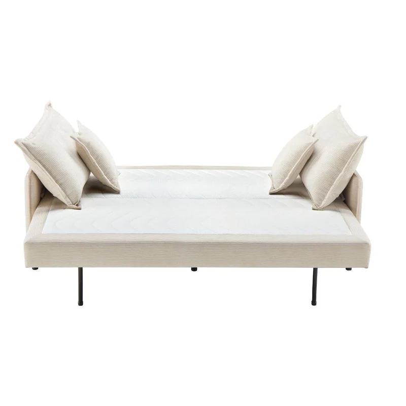 Divano letto con contenitore tessuto colore panna 217x95H cm - Gioia