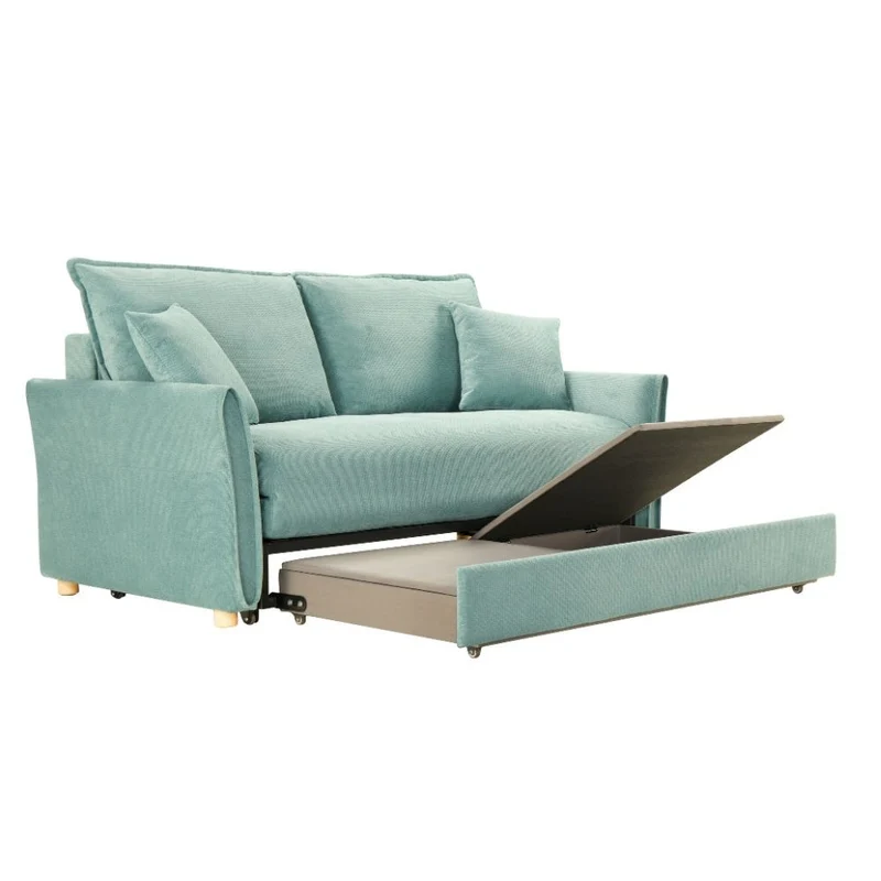 Divano letto 3 posti tessuto colore verde acqua 176x97H cm - Korin