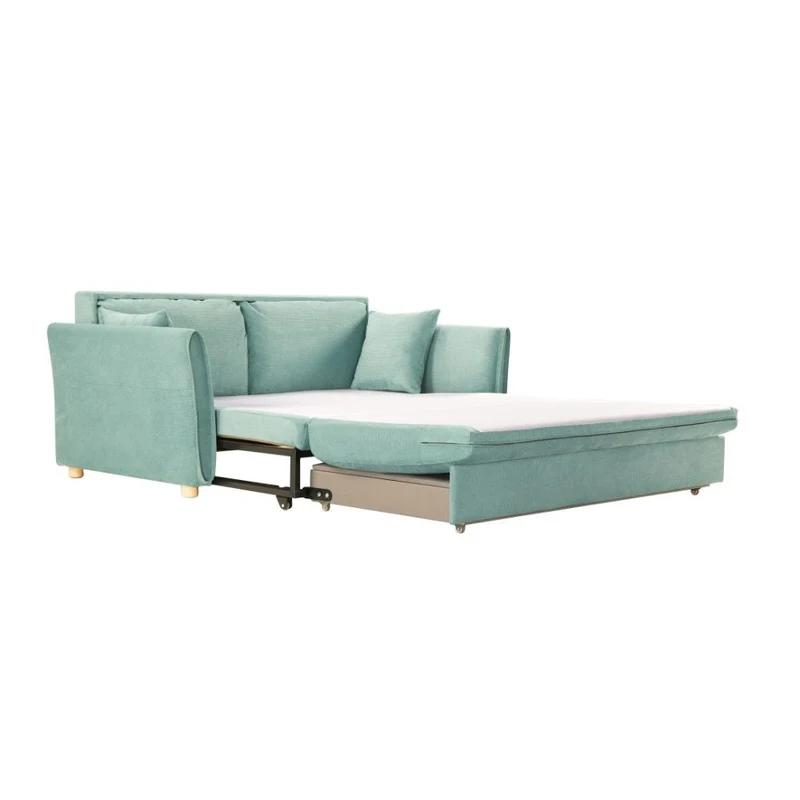 Divano letto 3 posti tessuto colore verde acqua 176x97H cm - Korin