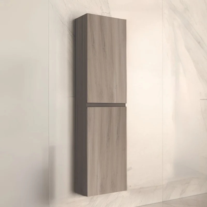 Colonna da bagno sospesa 35x150H cm con 2 ante colore rovere grigio - Mances