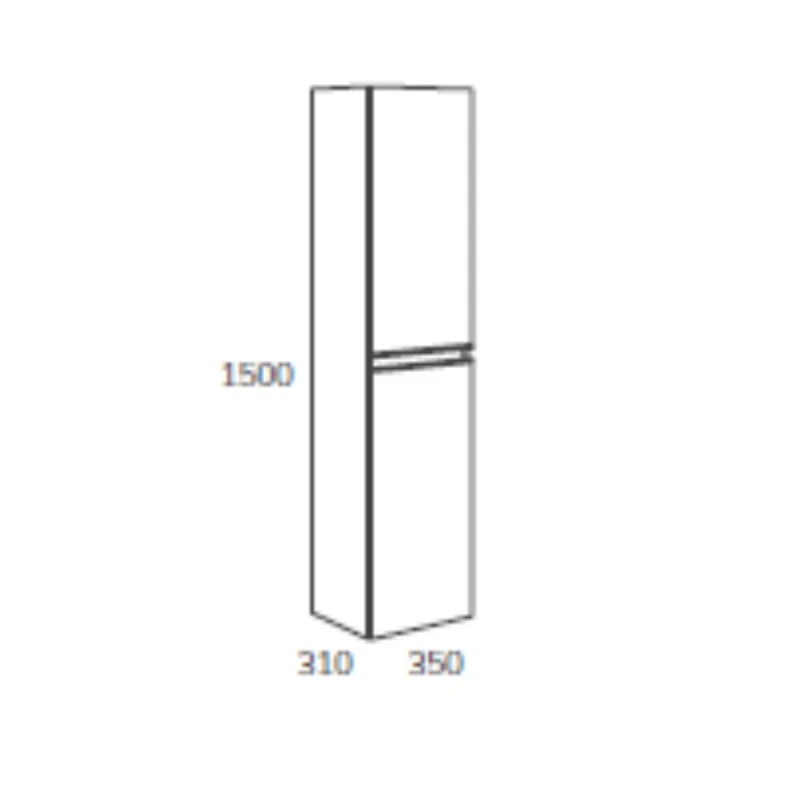 Colonna da bagno sospesa 35x150H cm con 2 ante colore rovere grigio - Mances