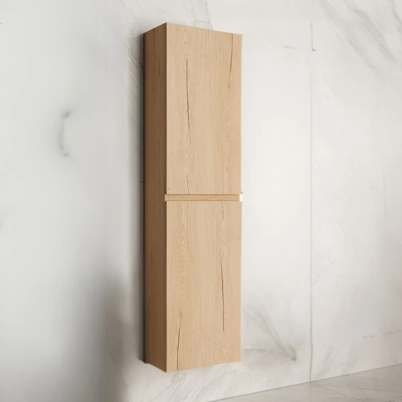Colonna pensile bagno sospesa con 2 ante colore rovere 35x31x150H cm - Moider