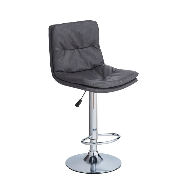 Sgabello in ecopelle colore grigio e gamba in metallo - Desir