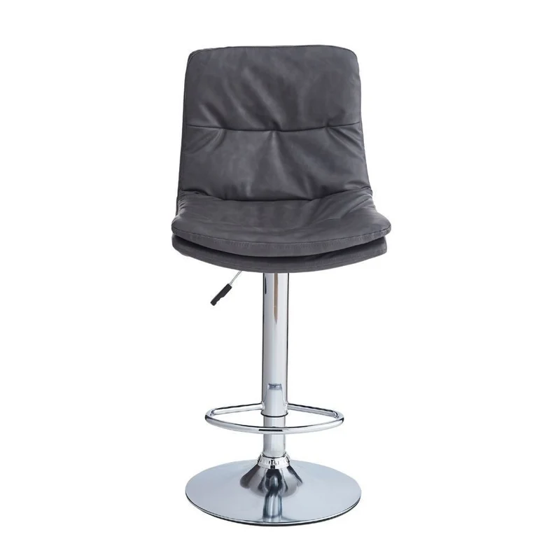 Sgabello in ecopelle colore grigio e gamba in metallo - Desir