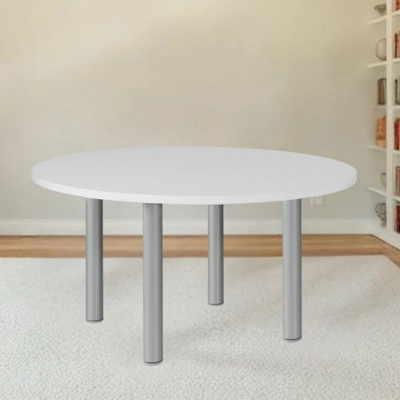 Tavolo rotondo colore bianco con gambe in acciaio 120x76H cm - Malibu