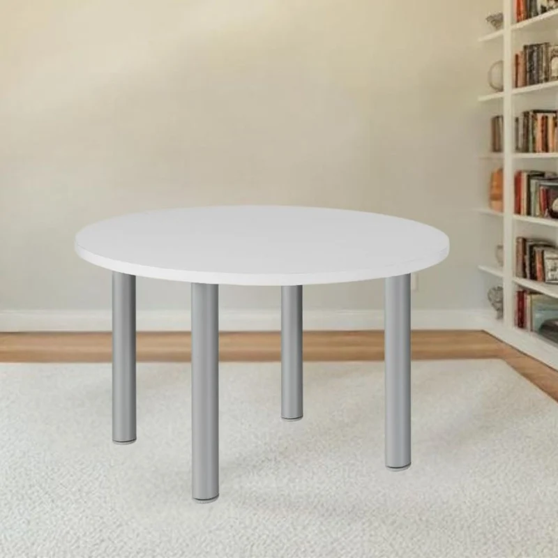 Tavolo rotondo colore bianco con gambe in acciaio 90x76H cm - Malibu