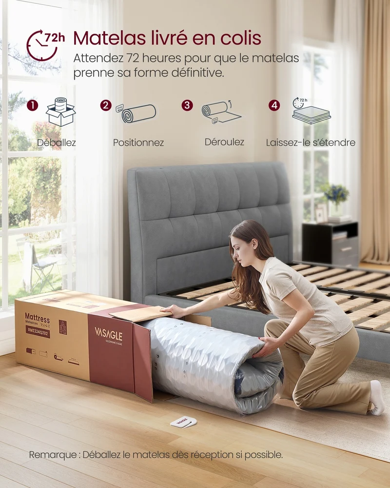 Matelas simple 90 x 190 x 20 cm soutien mi-ferme 7 zones confort optimal finition respirante en mousse bleu 12_0012644