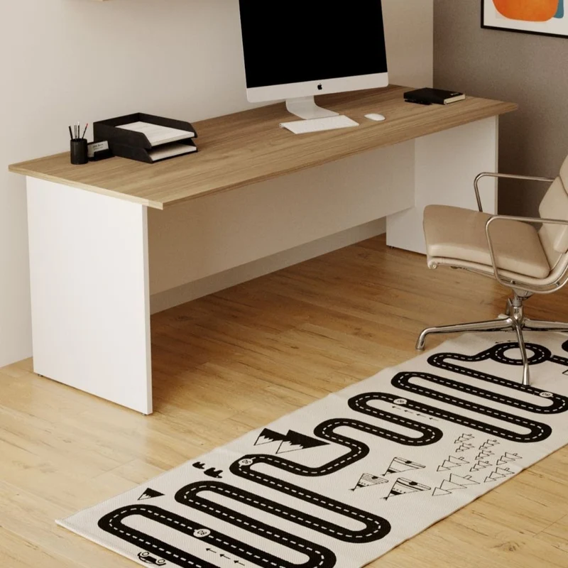 Scrivania per ufficio colore noce naturale e bianco frassinato 160x80x74H cm - Ixsco
