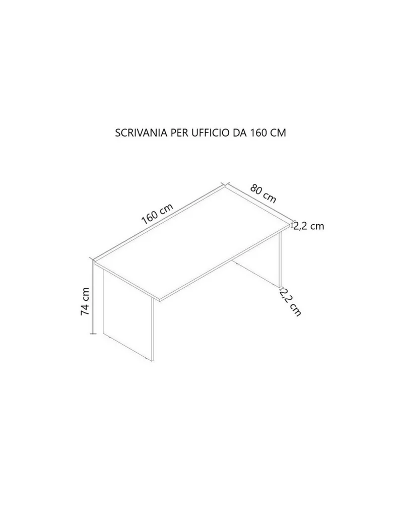 Scrivania per ufficio colore noce naturale e bianco frassinato 160x80x74H cm - Ixsco