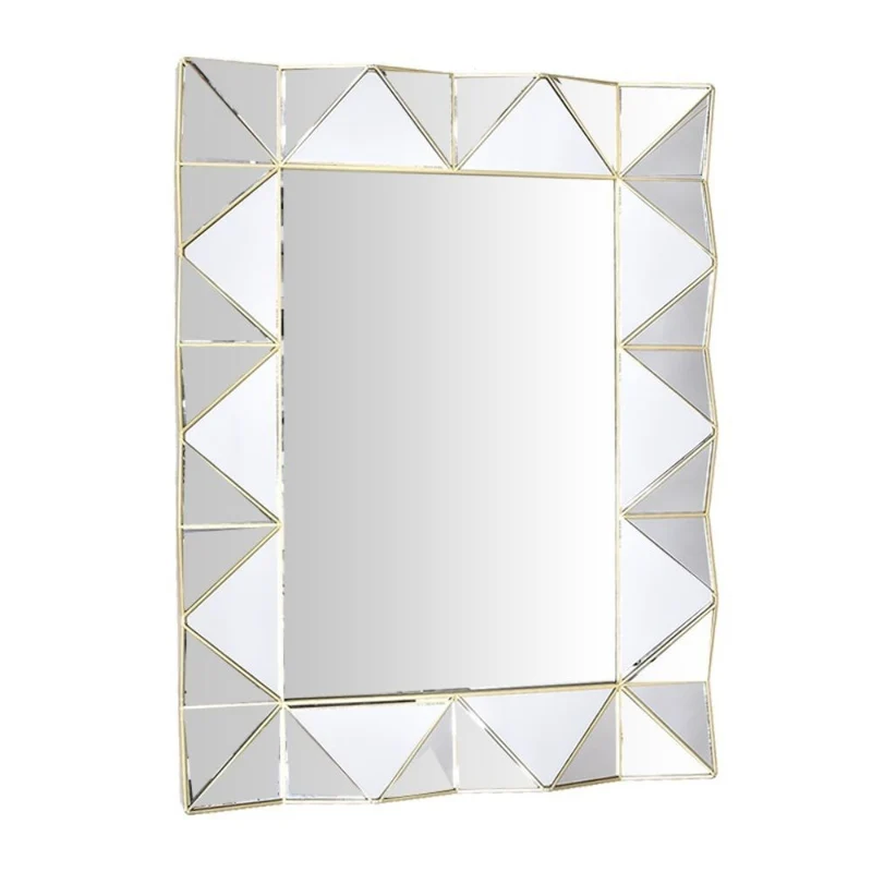 Specchio da parete con cornice specchiata e bordino colore oro 52x70H cm