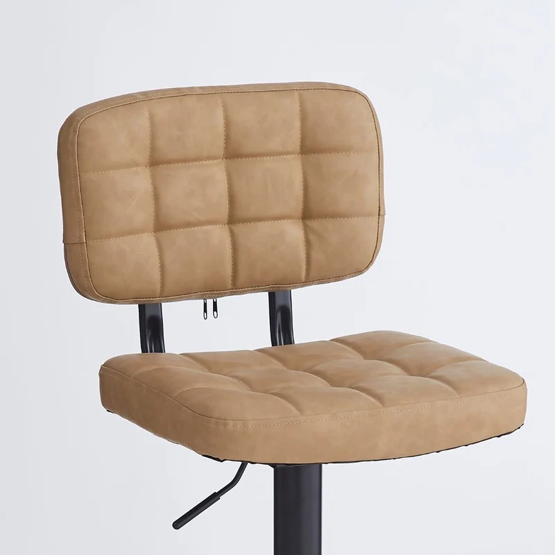 Sgabello in ecopelle colore cammello e base metallo nera - Italo