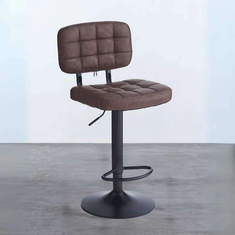 Sgabello in ecopelle colore marrone e base metallo nera - Italo