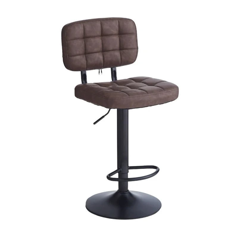 Sgabello in ecopelle colore marrone e base metallo nera - Italo