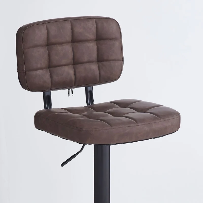 Sgabello in ecopelle colore marrone e base metallo nera - Italo