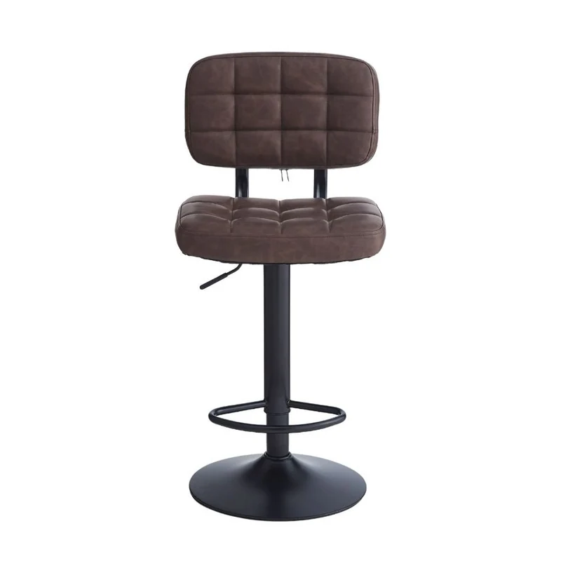 Sgabello in ecopelle colore marrone e base metallo nera - Italo