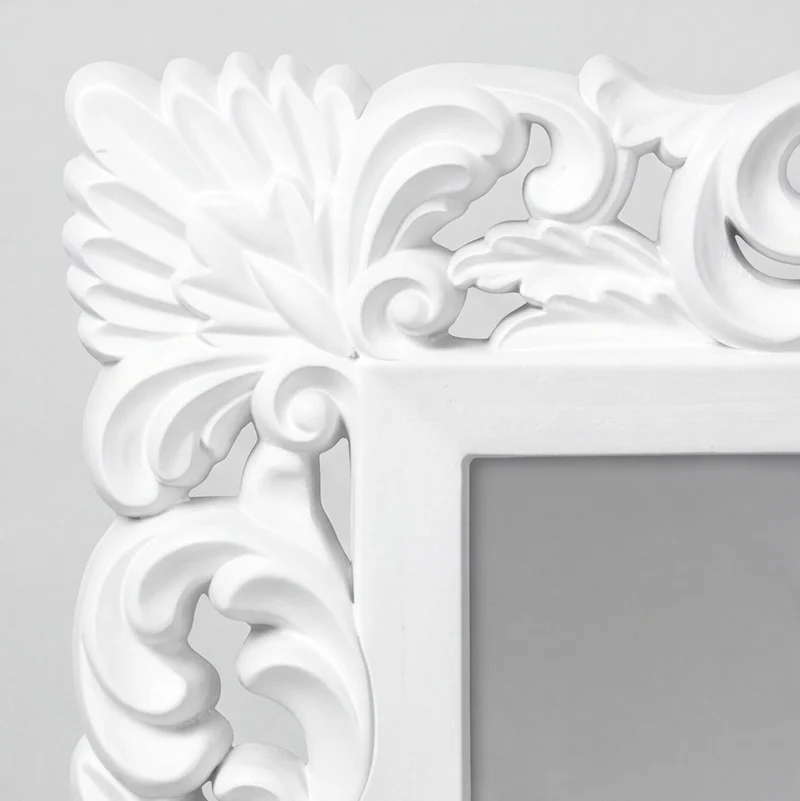 Specchio da parete stile barocco colore bianco 60x80H cm design raffinato